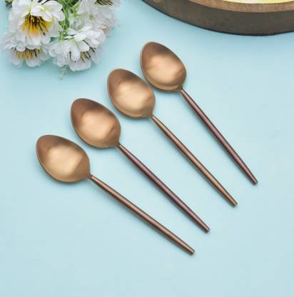 OGGN 4 Table Spoon Set, Large Dinner Spoons with Round Handle, Cutlery for Kitchen Iron Cutlery Set
