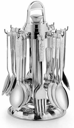 Ashoka Bartan Spoon Set of 25 (6 Master Spoons, 6 Tea Spoons, 6 Forks, 6 Soup Spoons) Stainless Steel Cutlery Set