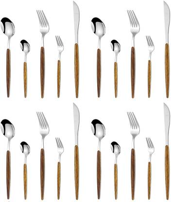KitchEase Silver Flatware | 8 Spoons, 8 Forks, 4 Steak Knife Dining Set for Home & Gifting Stainless Steel Cutlery Set