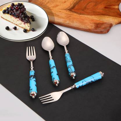 The Home Co Blue Resin Cutlery Stainless Steel Resin Handle Stainless Steel Cutlery Set