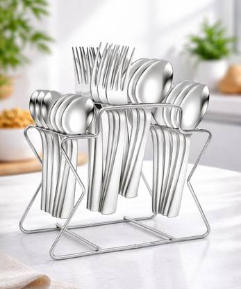 Troozy Nice Cutlery Set with Stand Holder for Spoon and Fork Steel Stainless Steel Cutlery Set