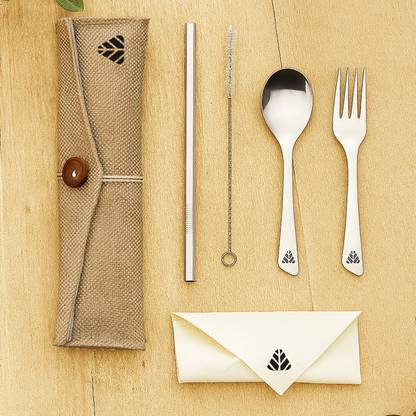 Rusabl Steel Cutlery Set, Reusable Travel for Daily Use, Gifting and Traveling, Steelix Stainless Steel Cutlery Set