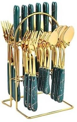 Merish Spoon Fork & Knife Set Cutlery Set with Stand Stainless Steel Cutlery Set