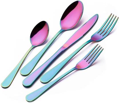 Agabani Agabani 10 PCs Rainbow Silverware Flatware Set for 4 Stainless Steel Cutlery Set