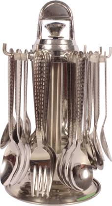 BLLUEX 24 Pieces (6 Dinner Spoons, 6 Dinner Forks, 6 Tea Spoons & 6 Soup Spoons) Stainless Steel Cutlery Set