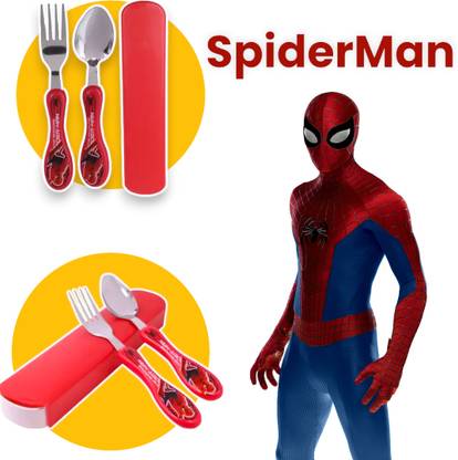 Rai Spoon & Fork Set Stainless Steel With Carry box For Kids _Cute spiderman Stainless Steel Cutlery Set
