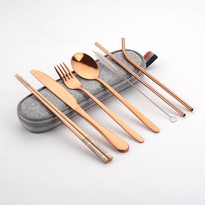 Bhaguji Travel Cutlery Set Portable Utensils Including Case Stainless Steel Cutlery Set
