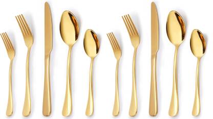 UniKart Golden Dinnerware - Luxury Mirror Finish | Ideal for Home, Restaurant & Gifting Stainless Steel Cutlery Set