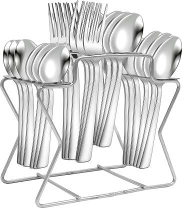 Troozy Nice Cutlery Set with Stand Holder for Spoon and Fork Steel Stainless Steel Cutlery Set