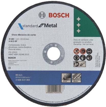 BOSCH 2608619384 7 Inch Cutting Wheels 180 x 1.6 x 22.23mm (Pack of 25) Metal Cutter