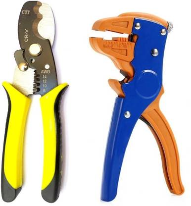 intitools Automatic Wire Strippers Stripping Diameter Can Be Adjusted Automatically for Different Wire Cross Sections 0.25-6.0mm2 With 7" Professional Wire Stripping Cutter Portable Stripper Crimper Pliers Multi-function Cable Wire Crimping Manual Tool Wire Cutter (Pack of 2) Wire Cutter