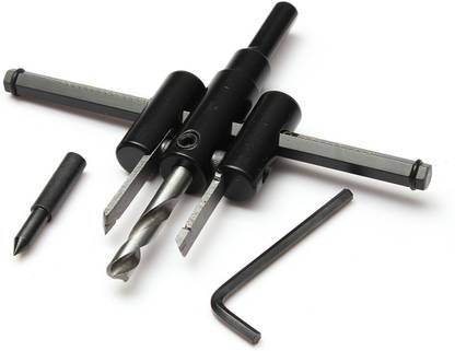 Mass Pro Twin Adjustable 30-200 mm Metal Wood Circle Hole Saw Cutter Kit Twin Star Wood Cutter