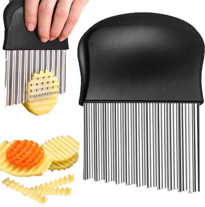 ORTIZA Knife Corrugated Potato Carrot Vegetable Cutter Crinkle Cutter Knife Stainless Steel Veggie Slicer Metal Cutter