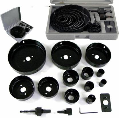 Gadariya King 16PC HOLE SAW CUTTING SET KIT 19-127MM WOOD CARBON STEEL CUTTER CIRCULAR ROUND Wood Cutter