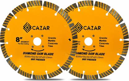CAZAR Hot Pressed Segmented Diamond Saw Blade For Cutting Granite, Marble, Concrete. 8" Hot pressed Diamond Saw Blade Glass Cutter