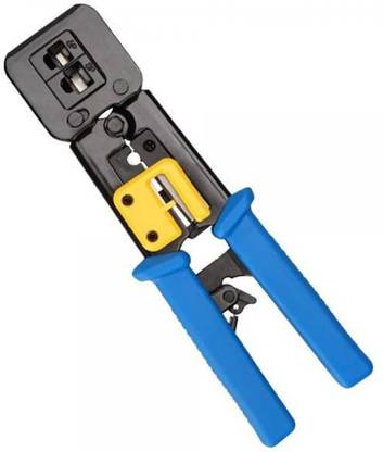 REVALS Professional RJ45 EZ Crimp Pass-Through Cat5 Cat5e Cat6 Heavy Duty Crimping Tool Blue Network Cable Cutting Stripping Crimper/Wire Stripper/Wire Cutter Wire Cutter
