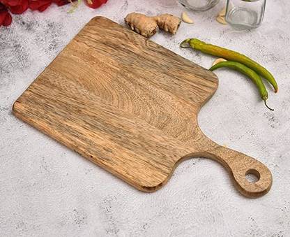 OGGN Mango Wood 15X8 Inches Designer Shape Chopping Board For Home & Kitchen Wooden Cutting Board