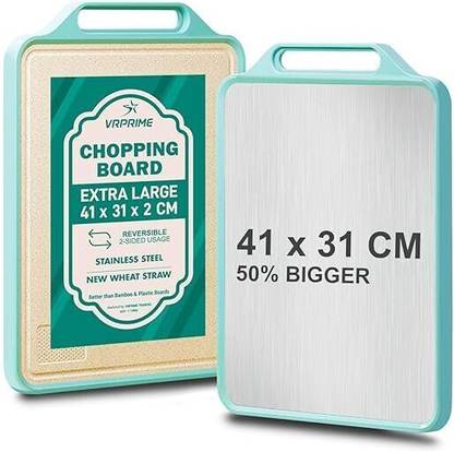 VRPRIME Large Steel Chopping Cutting Board for Kitchen | Fruits Vegetables Meats Stainless Steel Cutting Board
