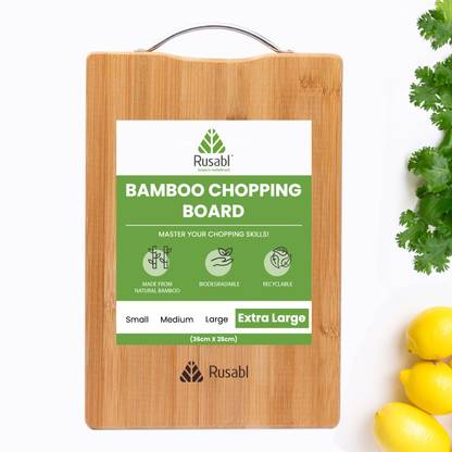 Rusabl Extra Large Bamboo Chopping Board for Kitchen, For Slicing Fruits & Vegetables, Bamboo Cutting Board