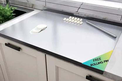 HALSEY Stainless Steel Kitchen Countertop Board 80x50cm | Chopping Worktop 2XL Stainless Steel Cutting Board