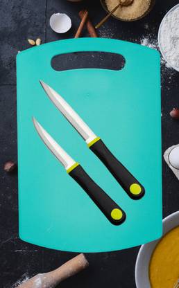 OMORTEX Chopping Board and Two Sharp Kitchen Knife Combo Plastic Cutting Board