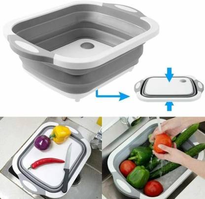 PGKI PGKI Plastic cutting tray/Board or Draining Basket (two In One ) Plastic Cutting Board