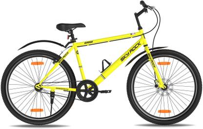 GANG Cycles Skyrock Single Speed Bike With Front Disc and V-Brake (BRILLIANT-YELLOW) 26 T (inch) Mountain Cycle
