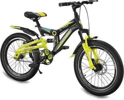 Sheldon X Trax Cycle for Kids with Dual Suspension Black-Green 20 T (inch) Mountain Cycle