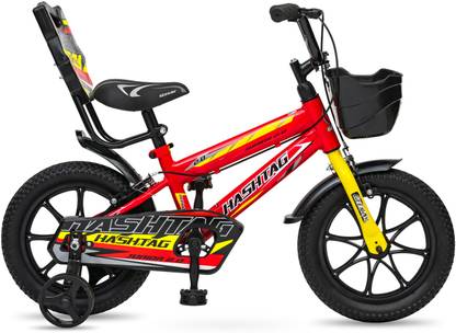 Geekay Hashtag Junior 2.0 Single Speed 16T Kids Cycle - Red Yellow 16 T (inch) Road Cycle