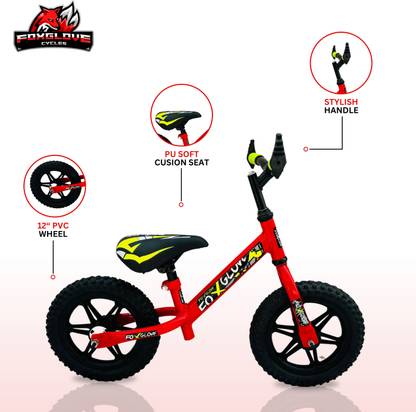 FOXGLOVE 12T GLOSSY RED BALANCE BICYCLE IN MAGWHEEL EVA TYRE FULLY ASSEMBLED 12 T (inch) Recreation Cycle