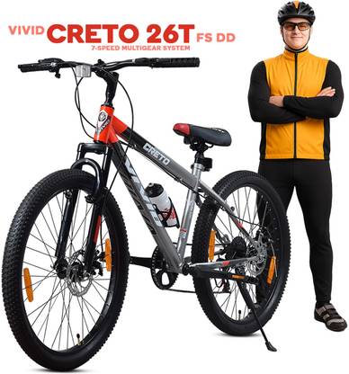 VIVID Creto 26T Multispeed Cycle for Men with Front Suspension & Dual Disc Brakes 26 T (inch) Mountain Cycle