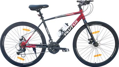 PLUTUS 700 C Hybrid Cycle for Age-12+ with Power Brake, Multi Speed (Red-Black) 700C T (inch) Hybrid Cycle/City Bike