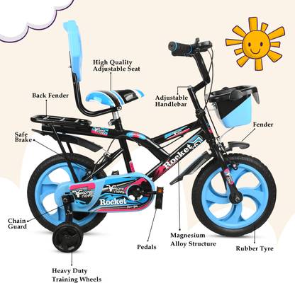 highfoxx ROCKET KIDZ CYCLE ( SKY-BLUE ) FOR 2 TO 5 YEARS KIDS 14 T (inch) Road Cycle