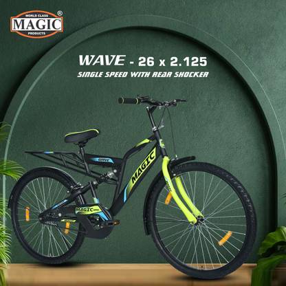 MAGIC 26T WAVE SINGLE SPEED WITH REAR SHOCKER - CALIPER BRAKES 26 T (inch) Mountain Cycle