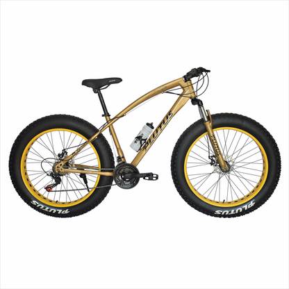 PLUTUS Jaguar Fat-Bike Age-12+ with Dual Disc Brake, Multi Speed (Golden) 26 T (inch) Fat Tyre Cycle