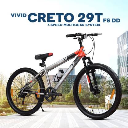 VIVID Creto 29T Multispeed Cycle for Men with Front Suspension & Dual Disc Brakes 29 T (inch) Mountain Cycle