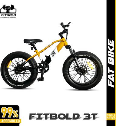 FITBOLD JetPro 3T | 20X400 | FAT BIKE | 99% Pre-Assembled | 7-10 Years Kids | 20 T (inch) Fat Tyre Cycle