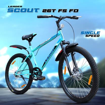 LEADER Scout 26T FRONT SUSPENSION FRONT DISC SEA GREEN_ BLACK for MTB Ride 26 T (inch) Mountain Cycle