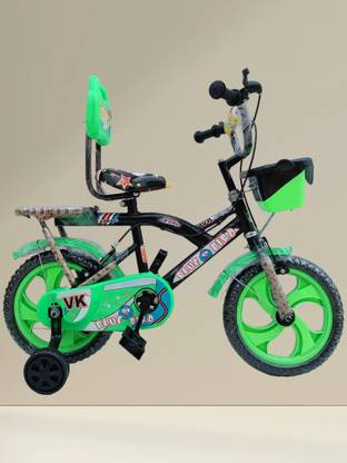 highfoxx ROCKET CYCLE PVC RIM ( GREEN ) FOR 2 TO 5 YEARS KIDS 95% ASSEMBLE CYCLE 14 T (inch) Road Cycle