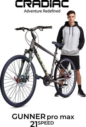 CRADIAC GUNNER PRO MAX | 6061 ALLOY FRAME | SHIMANO ACERA | ZOOM LOCKOUT SUSPENSION 700C T (inch) Hybrid Cycle/City Bike