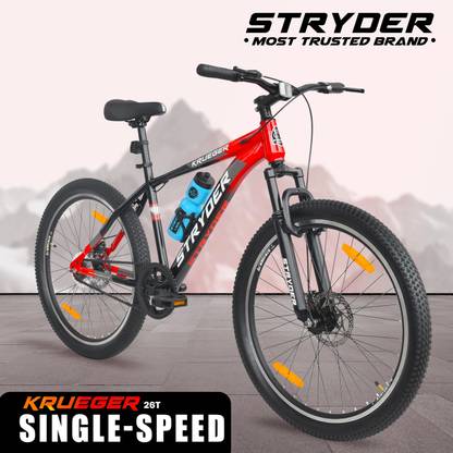 STRYDER 26" Krueger Single Speed Bicycle with Disc Brakes & Front Suspension | 26 T (inch) Mountain Cycle
