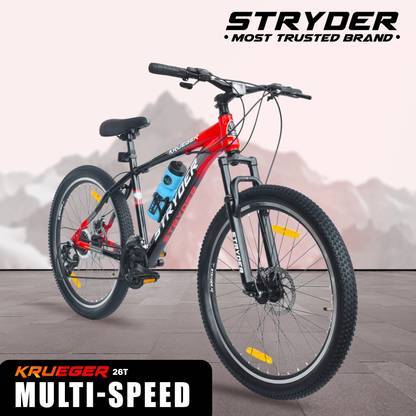 STRYDER 26" Krueger Bicycle 21 Speed with Disc Brakes & Front Suspension | 26 T (inch) Mountain Cycle