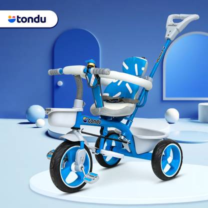 TONDU Plug N Play Kids/Baby Tricycle with Parental Control and Safety Guardrail 12 T (inch) Road Cycle
