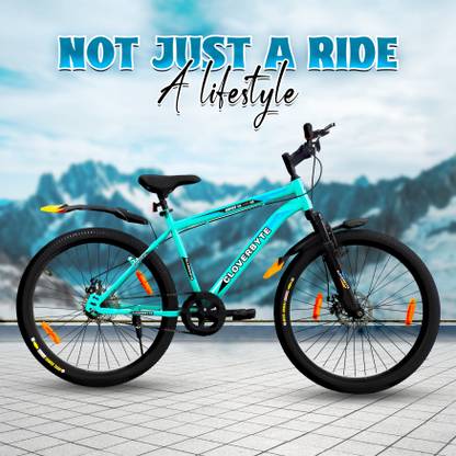 CLOVERBYTE SEA Blue MTB Cycle with Dual Disc Brake & Front Suspension Bicycle for Adults 26 T (inch) Mountain Cycle