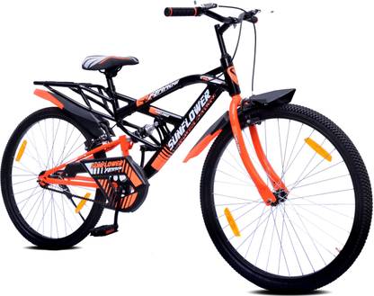 Sunflower Arrow 26T with IN-Built Carrier Rear Suspension with MTB for Boys - 26 T (inch) Mountain Cycle