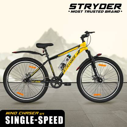 STRYDER 27.5" Wind Chaser Single Speed Bicycle with Disc Brakes & Front Suspension | 27.5 T (inch) Mountain Cycle