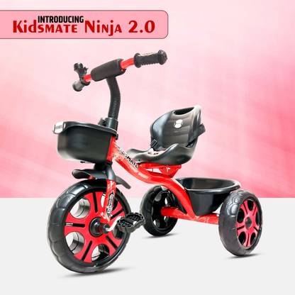 Kidsmate Ninja 2.0 Plug N Play Tricycle Durable with Storage Basket, Safe & Secure, 10 T (inch) Road Cycle