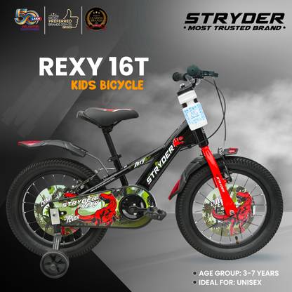 STRYDER Rexy Kids Cycle with Training Wheels | Safe & Fun Ride for Young Riders 16 T (inch) BMX Cycle