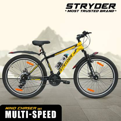 STRYDER 26" Wind Chaser 21 Speed Bicycle with Disc Brakes & Front Suspension | 26 T (inch) Mountain Cycle