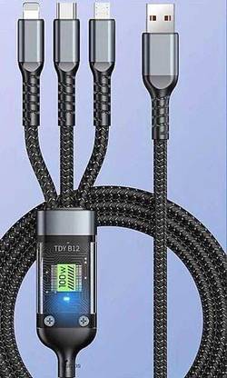 Chias 3-in-1 Cable 5 A 1.2 m Multi Charging Cable 100w USB To Type C/ Micro/ iOS With Led Light Nylon Braided Cable